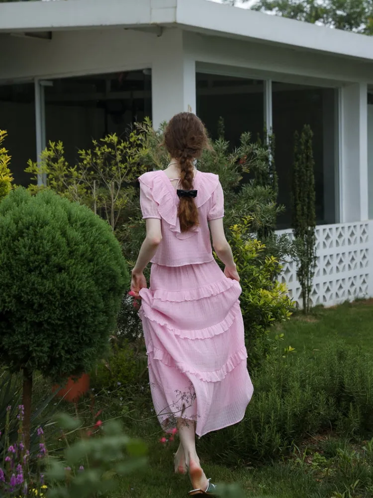 Spring Feminin Ruffle Two-Piece Set