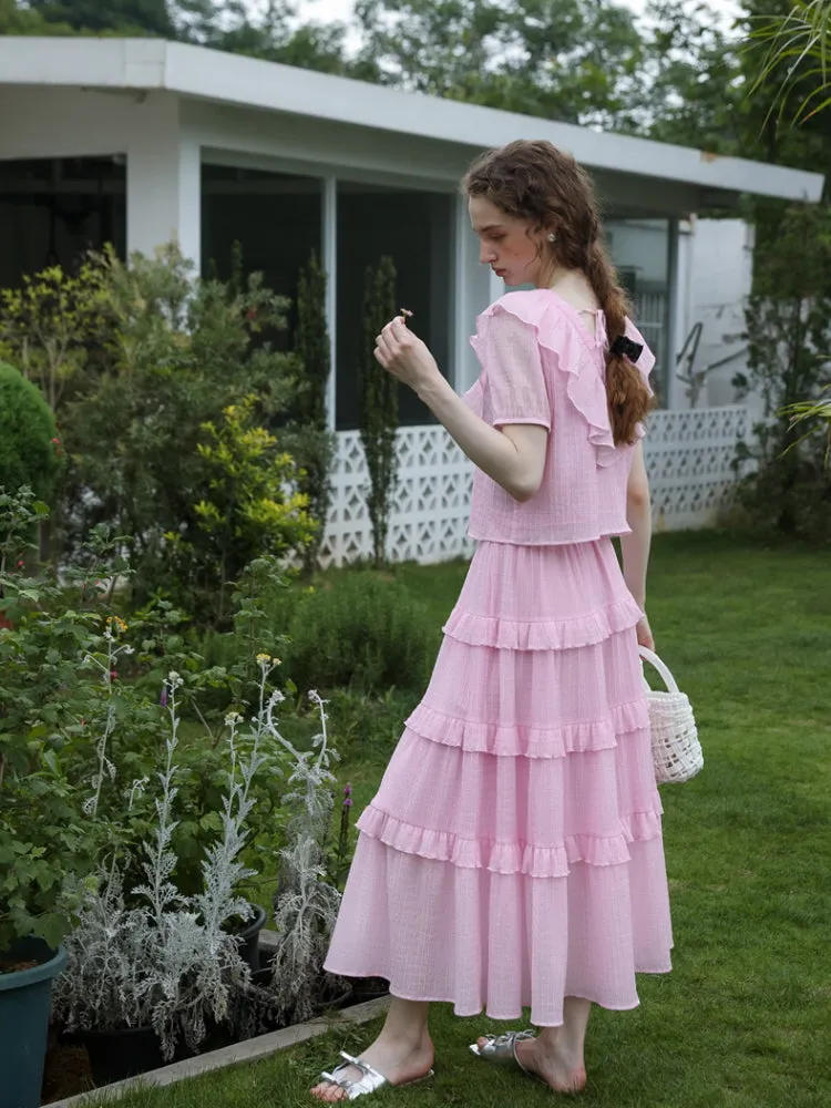 Spring Feminin Ruffle Two-Piece Set