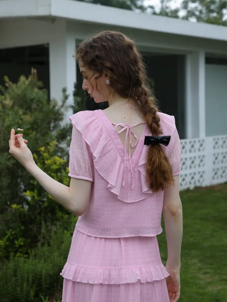 Spring Feminin Ruffle Two-Piece Set