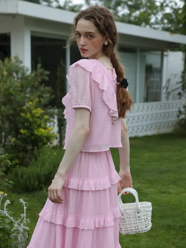 Spring Feminin Ruffle Two-Piece Set