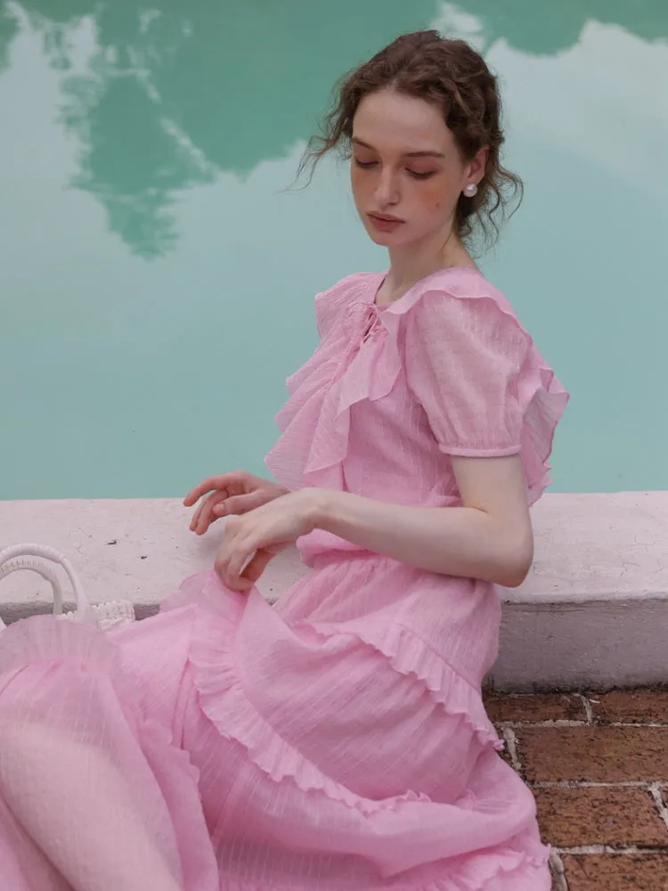 Spring Feminin Ruffle Two-Piece Set