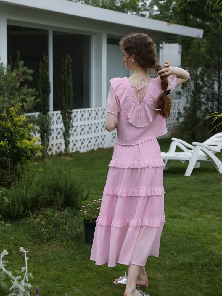 Spring Feminin Ruffle Two-Piece Set