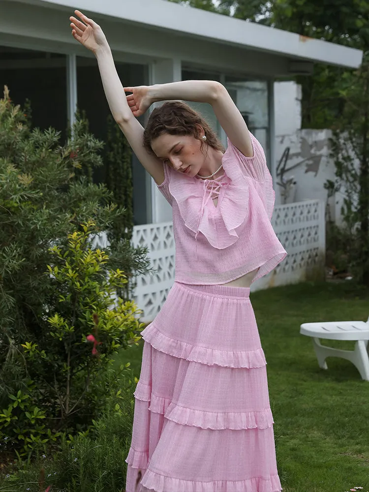 Spring Feminin Ruffle Two-Piece Set