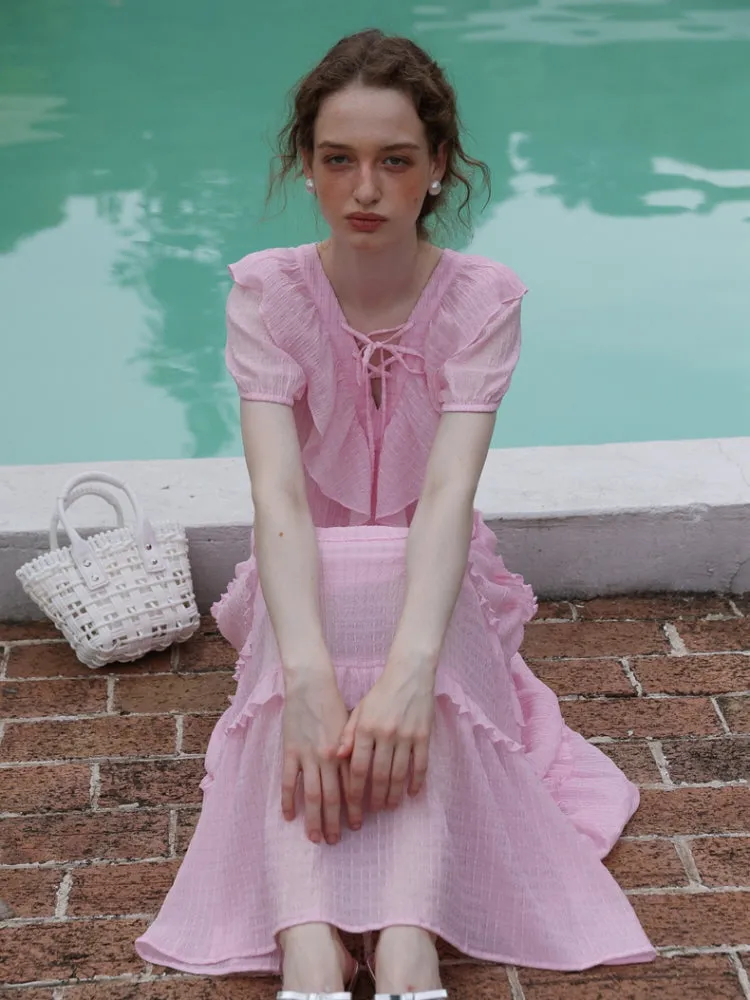 Spring Feminin Ruffle Two-Piece Set