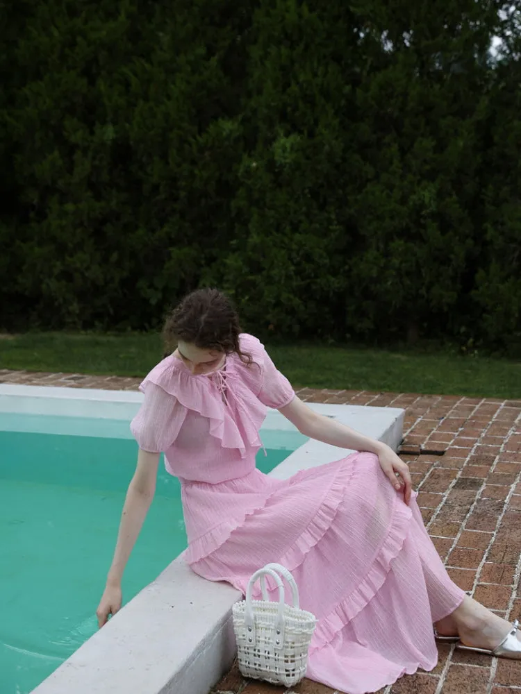 Spring Feminin Ruffle Two-Piece Set