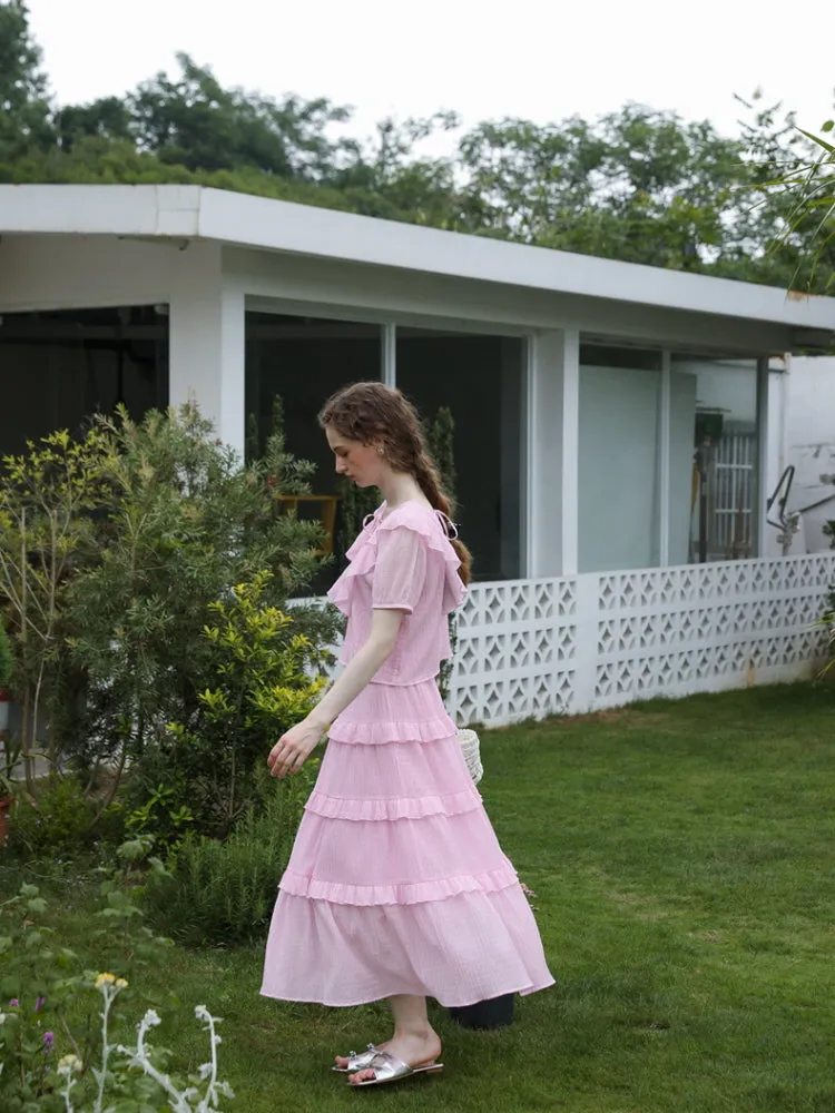 Spring Feminin Ruffle Two-Piece Set