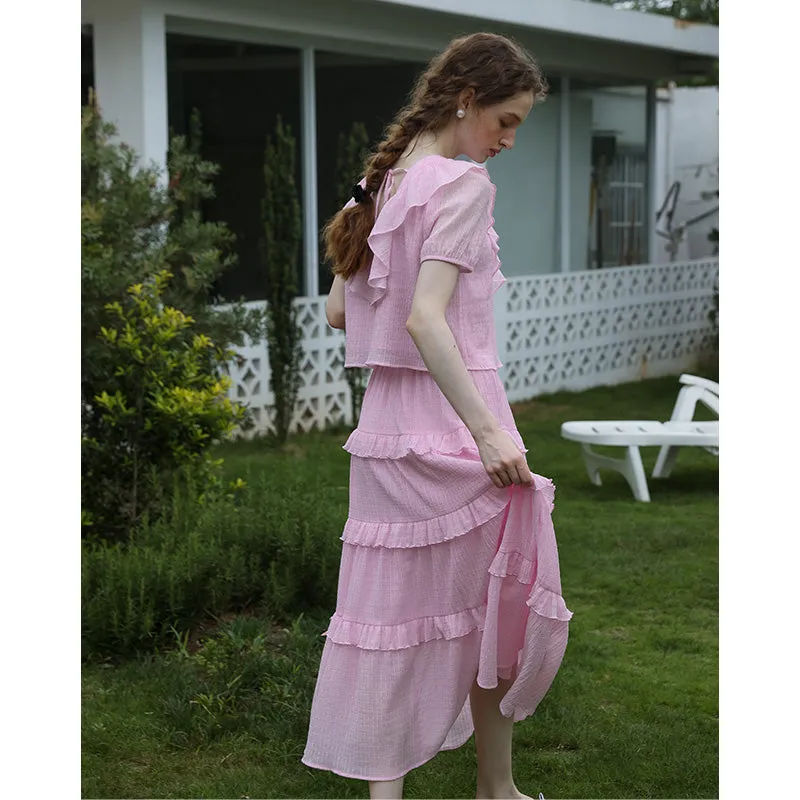 Spring Feminin Ruffle Two-Piece Set