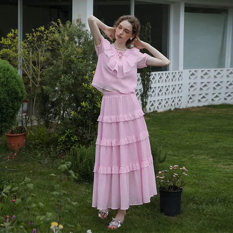 Spring Feminin Ruffle Two-Piece Set