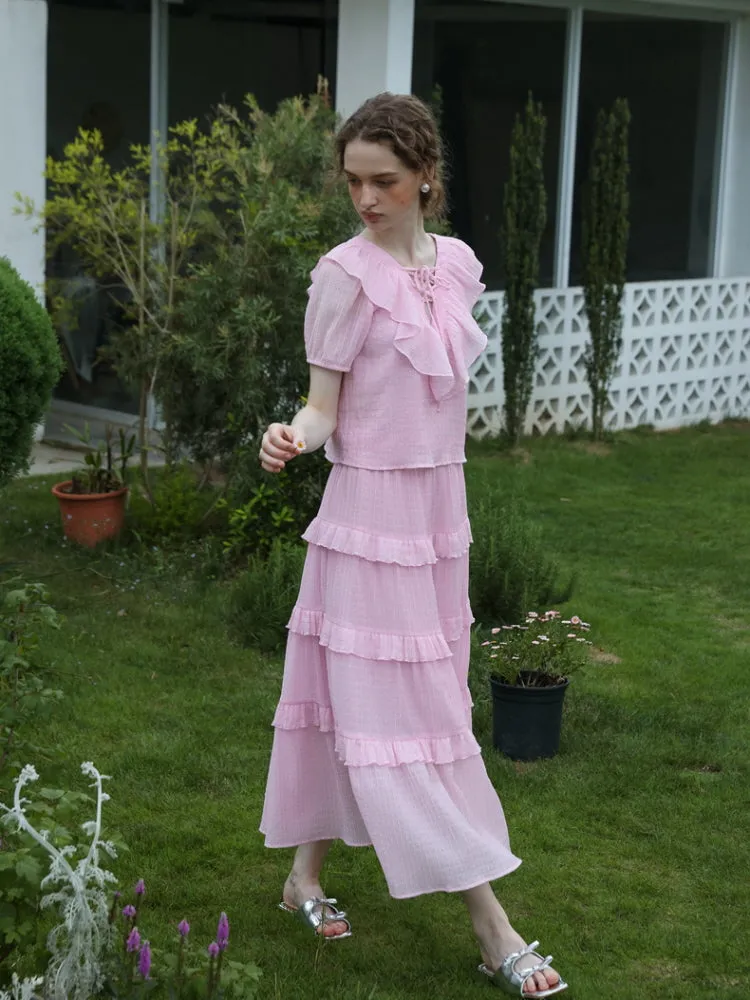 Spring Feminin Ruffle Two-Piece Set