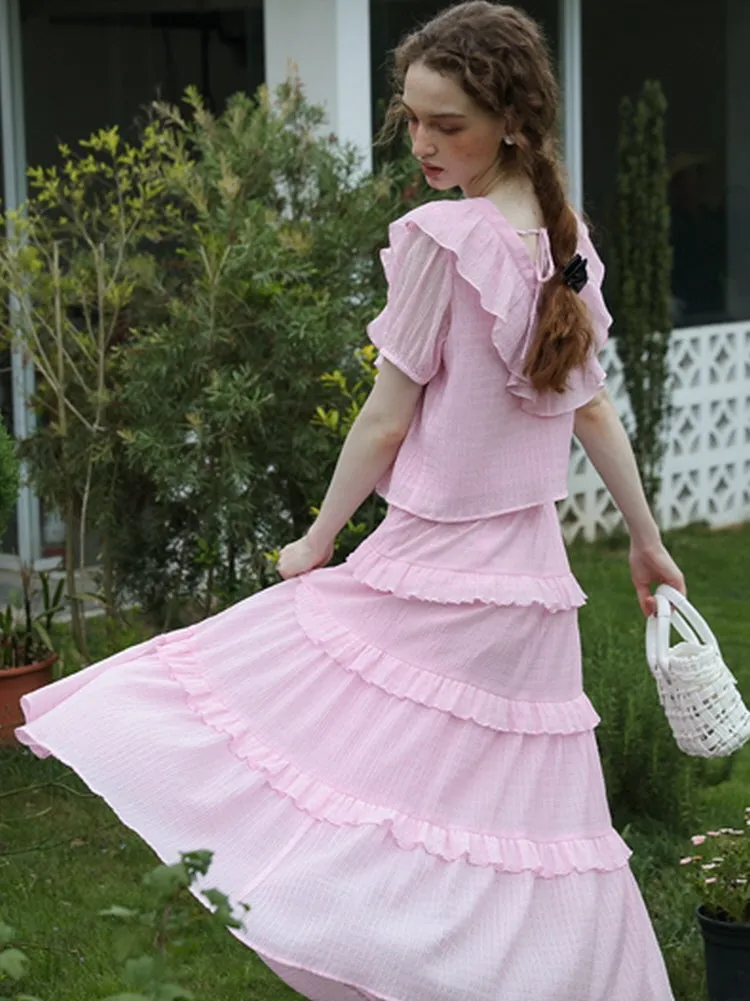 Spring Feminin Ruffle Two-Piece Set