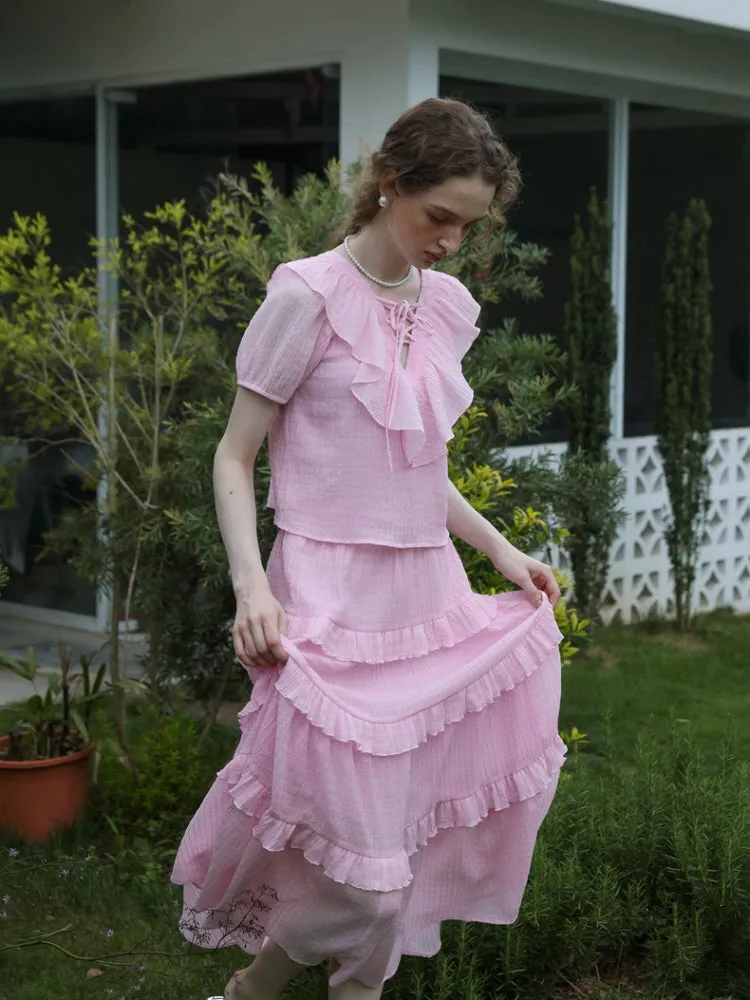Spring Feminin Ruffle Two-Piece Set