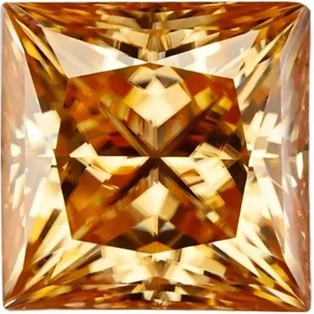 Square Diamond Faceted FAB Brown Moissanite Loose Stone