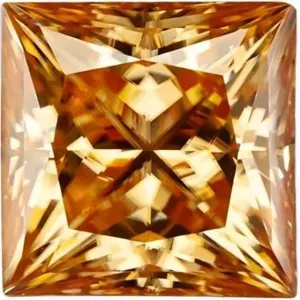 Square Diamond Faceted FAB Brown Moissanite Loose Stone