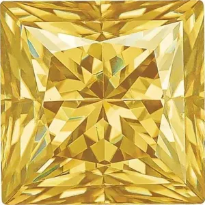 Square Diamond Faceted FAB Yellow Moissanite Loose Stone