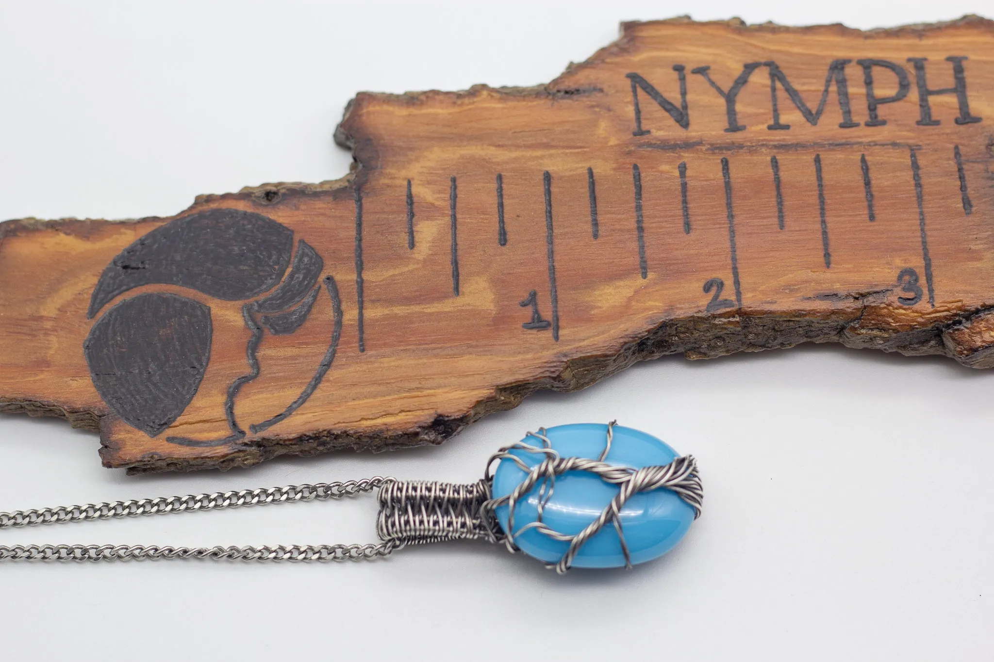 Sterling Silver Tree of Life Pendant with Baby Blue Fused Glass