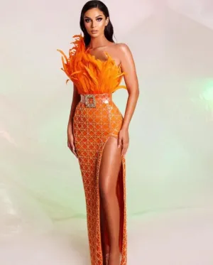 Strapless Dress Backless High Slit Long Dresses