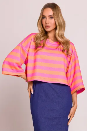 Striped Knit Oversized Sweater Blouse