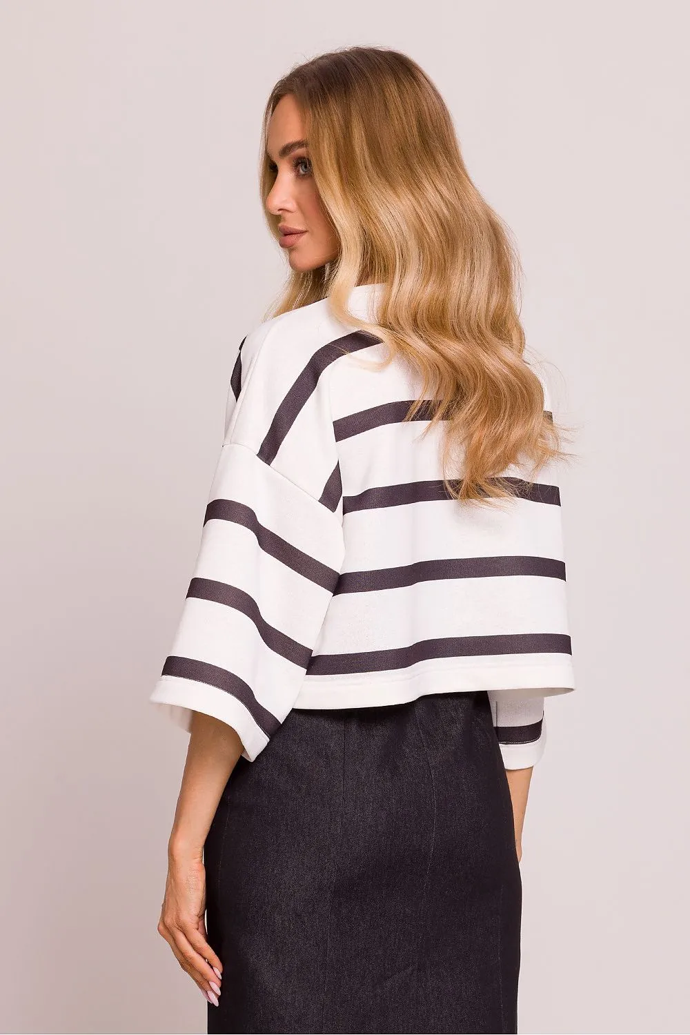 Striped Knit Oversized Sweater Blouse
