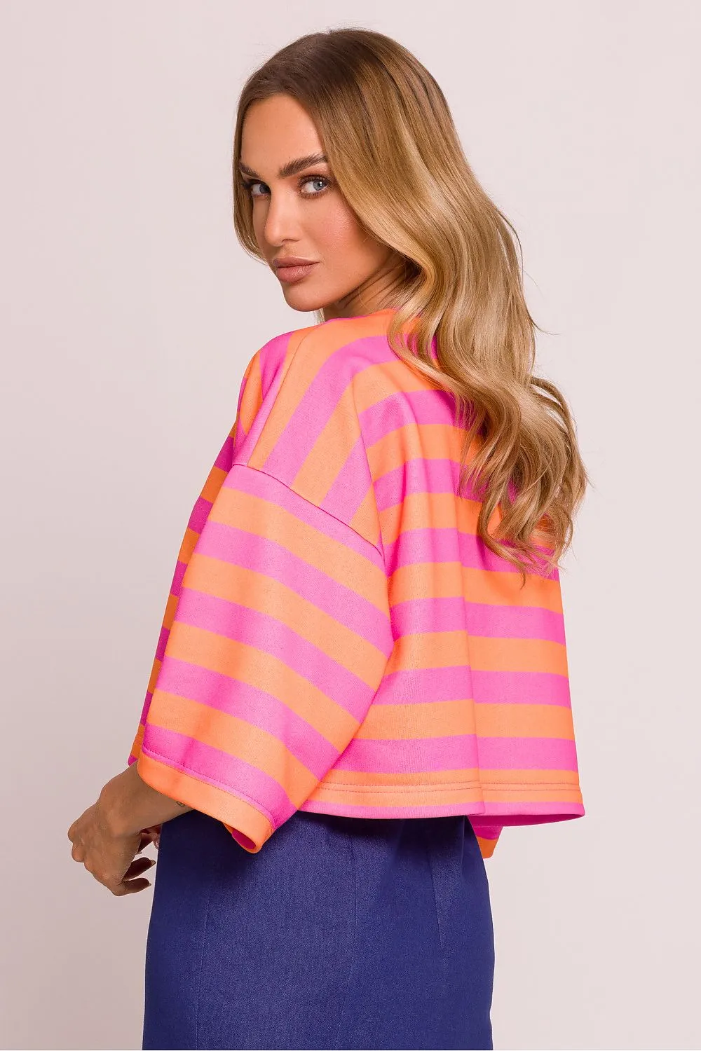 Striped Knit Oversized Sweater Blouse
