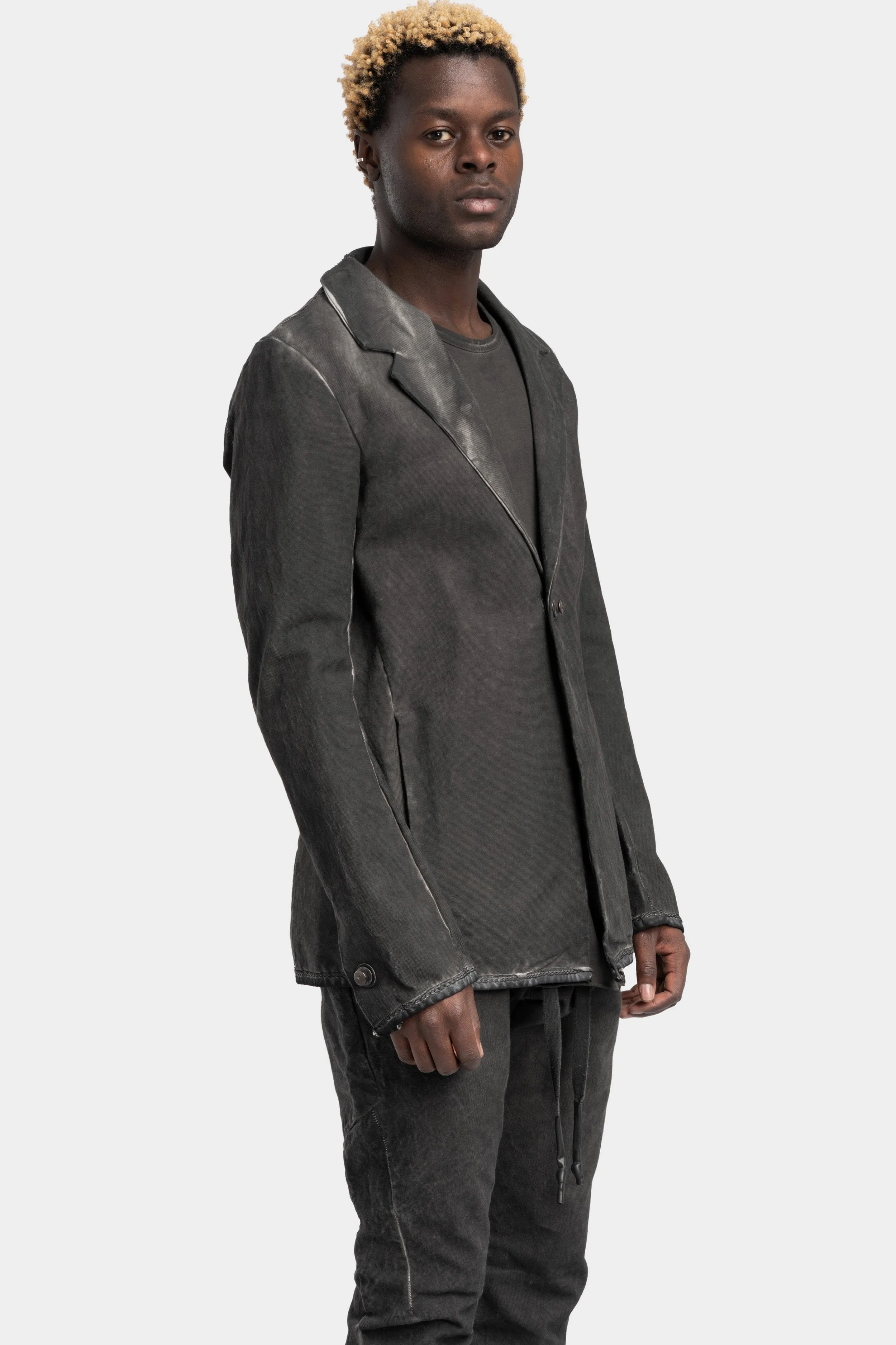 Structured cotton blazer, Cold dyed grey