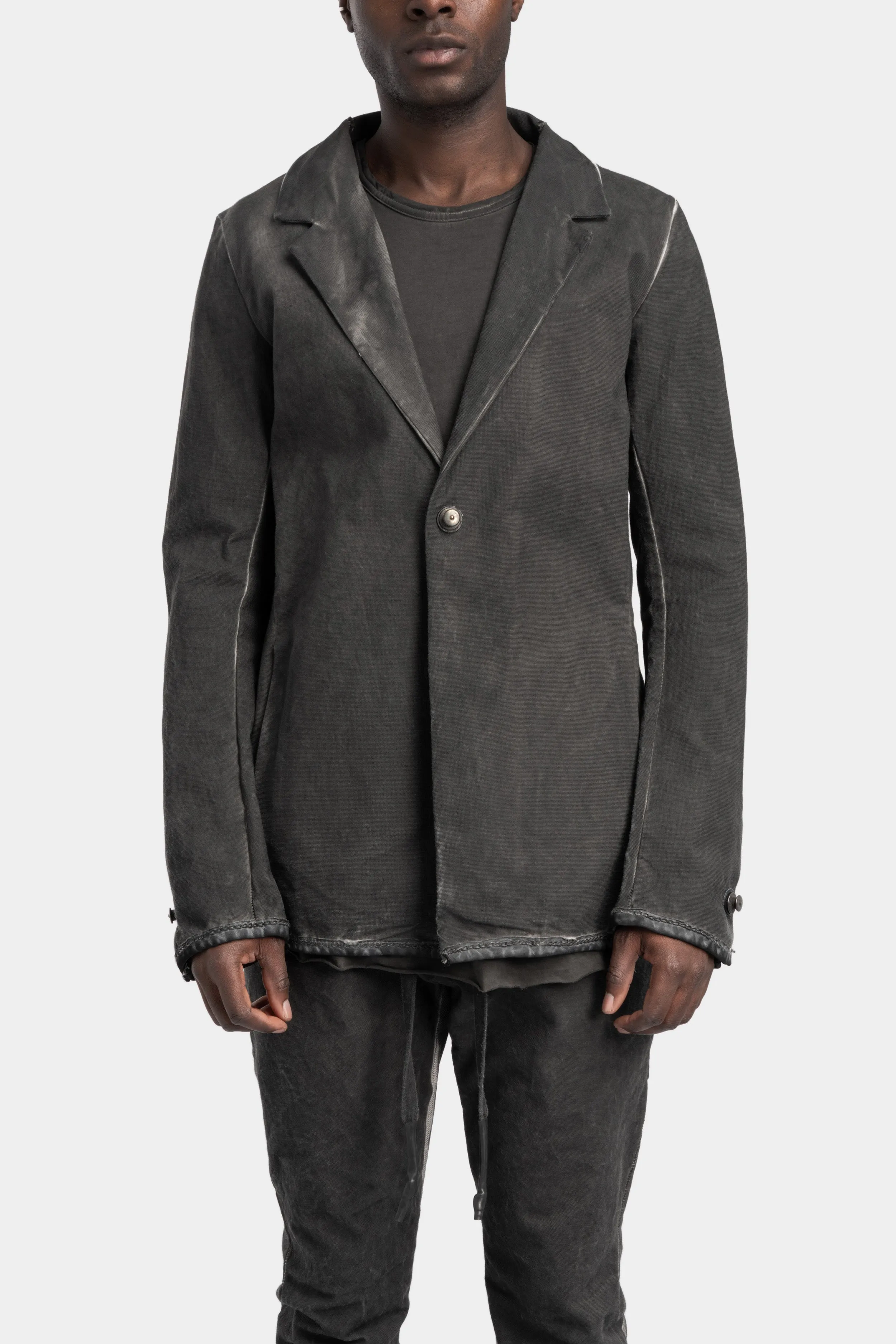 Structured cotton blazer, Cold dyed grey