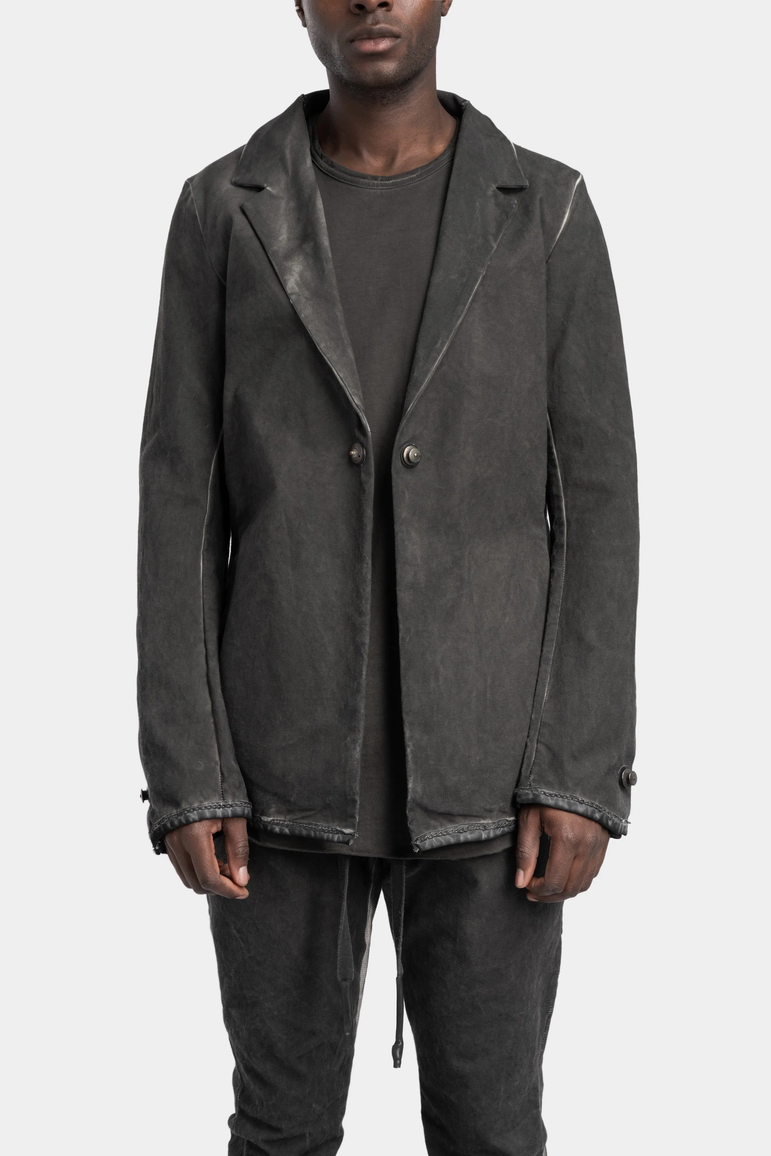 Structured cotton blazer, Cold dyed grey