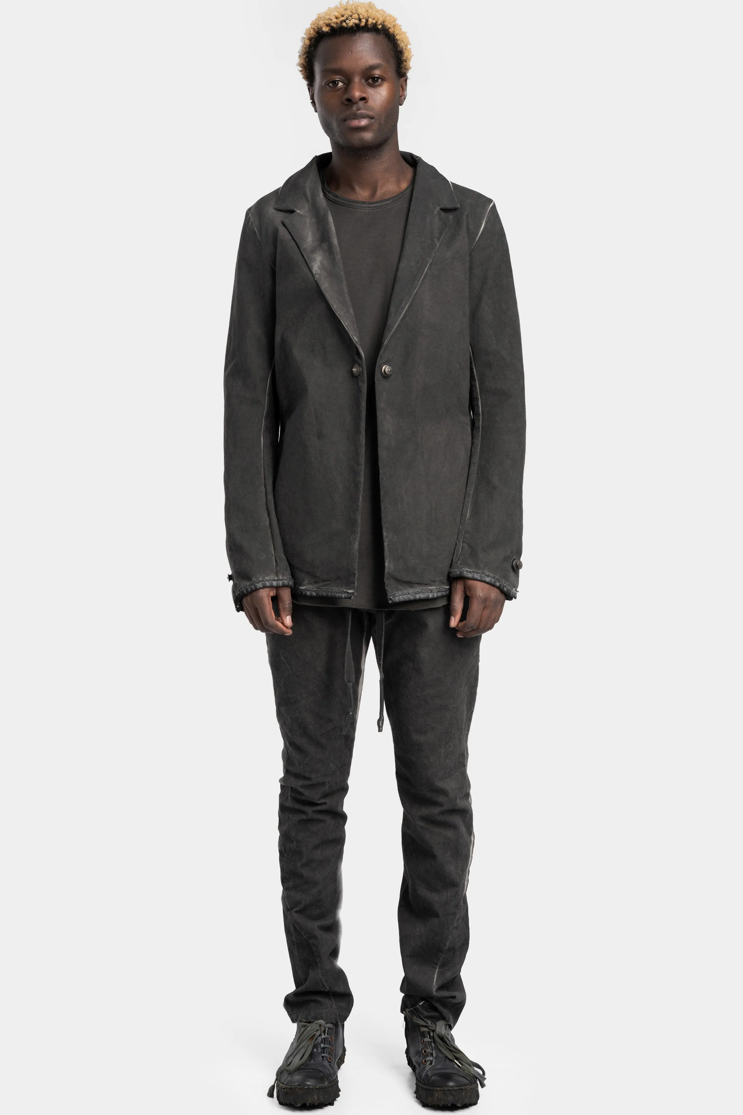 Structured cotton blazer, Cold dyed grey