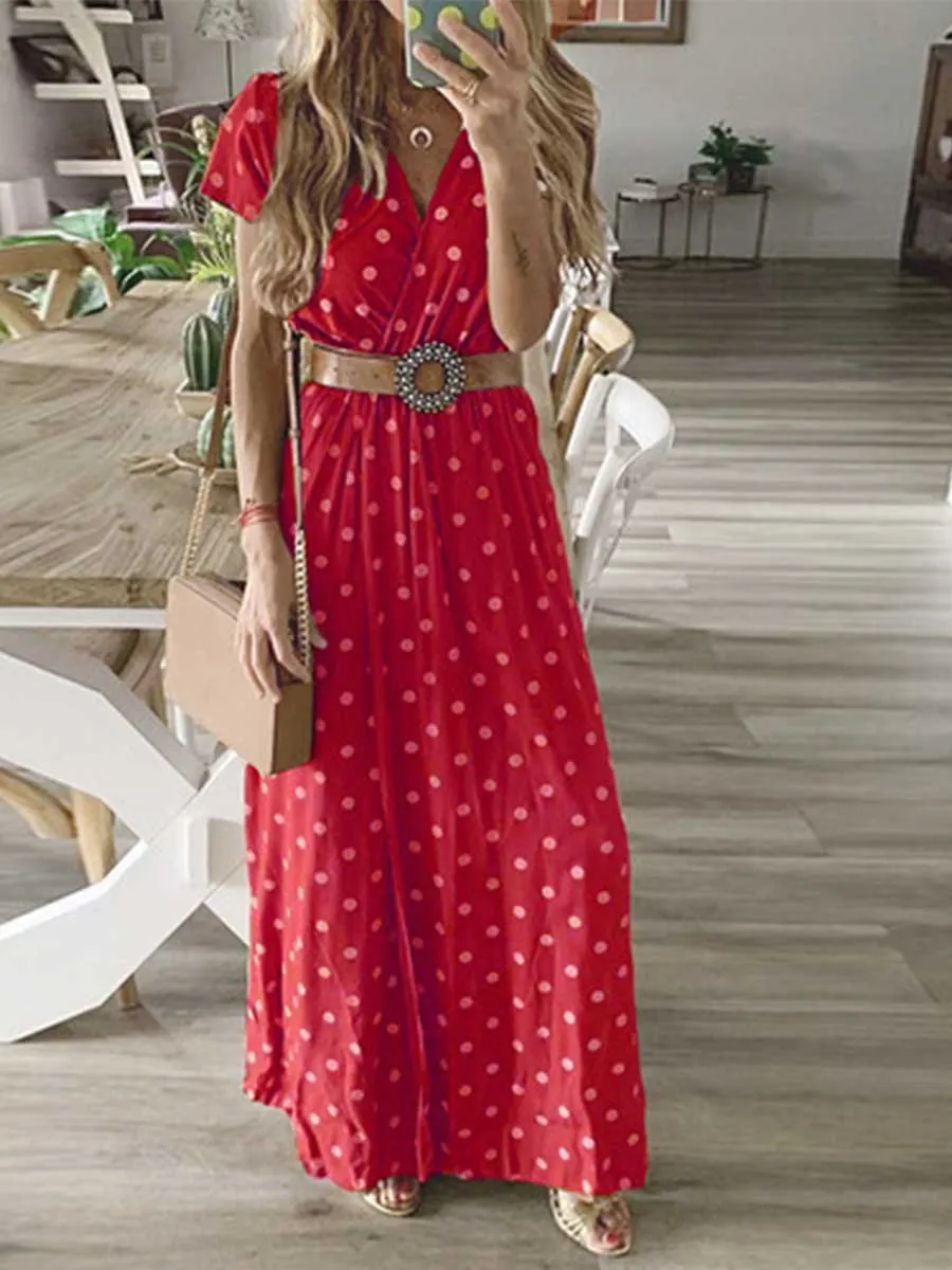 Stunncal Polka Dot Long Dress