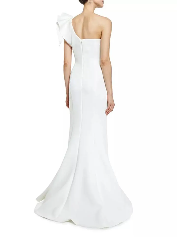 Stunning One Shoulder Ruffle Design Mermaid Maxi Dress for Prom