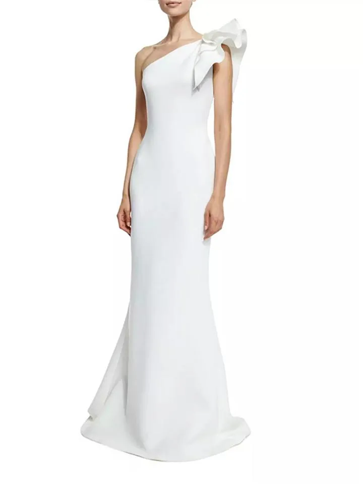 Stunning One Shoulder Ruffle Design Mermaid Maxi Dress for Prom