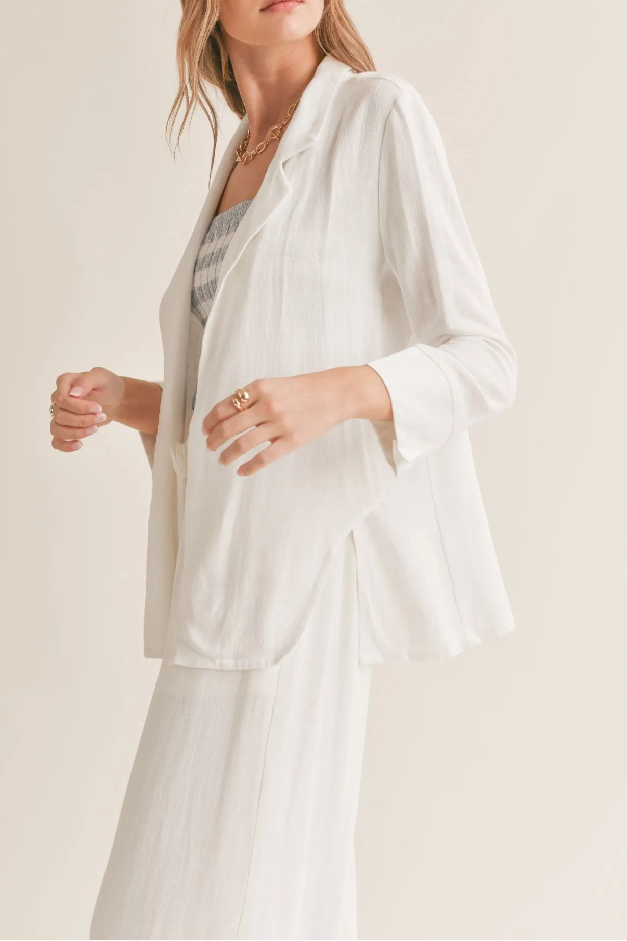 Sugarloaf Linen Open Blazer