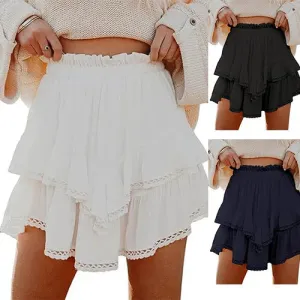 Summer Casual Solid Color Spandex Polyester Above Knee Skirts