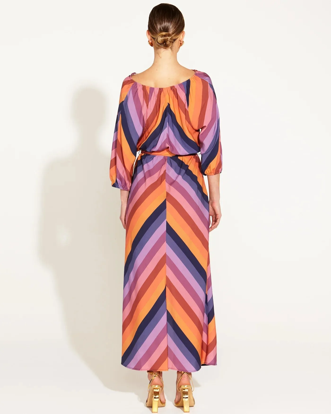 Sunset Dress Tie Waist Midi Dress