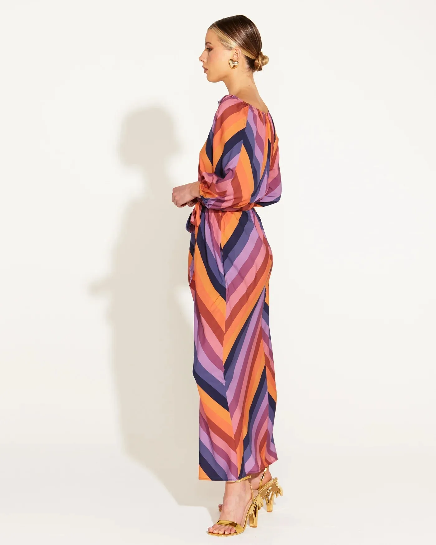Sunset Dress Tie Waist Midi Dress