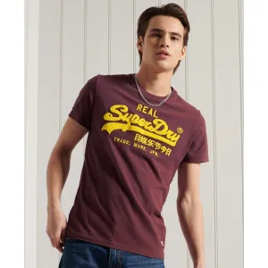 Superdry Vintage Label Chenille T-Shirt Deep Port