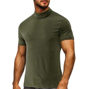 T-shirt col montant couleur unie rétro