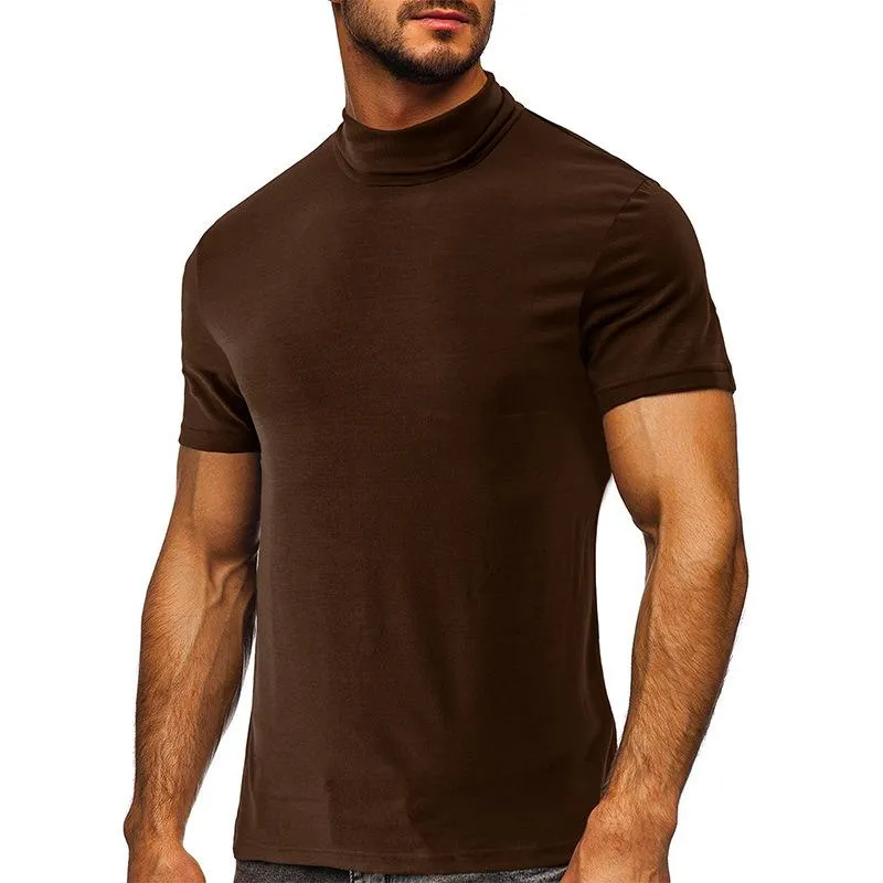 T-shirt col montant couleur unie rétro