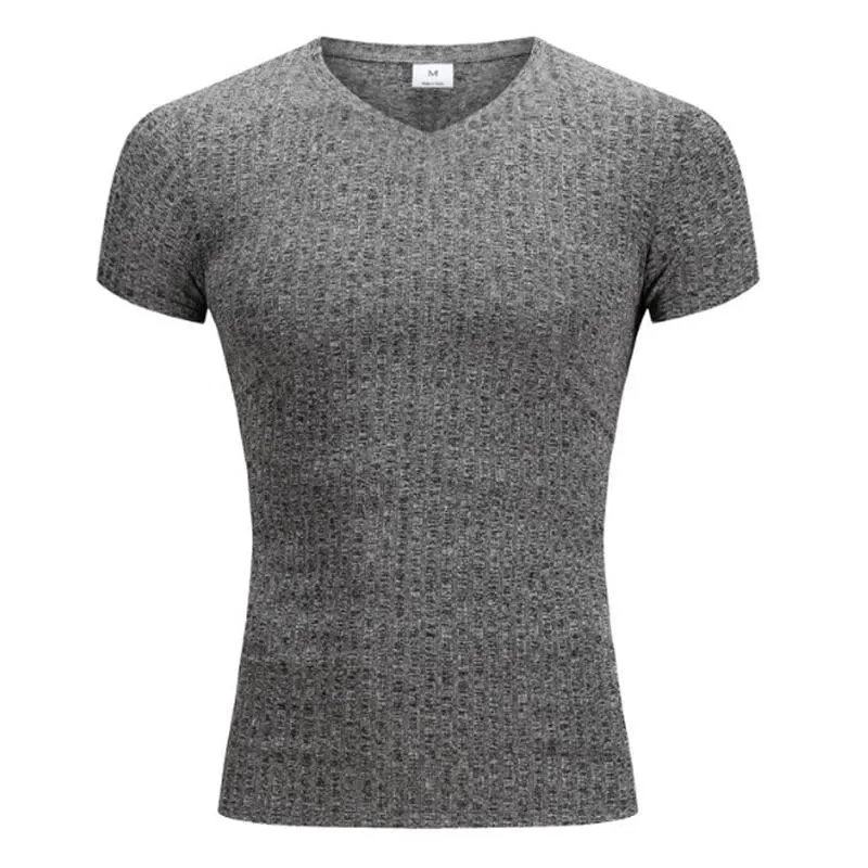 T-shirt en maille col V à manches courtes style rétro