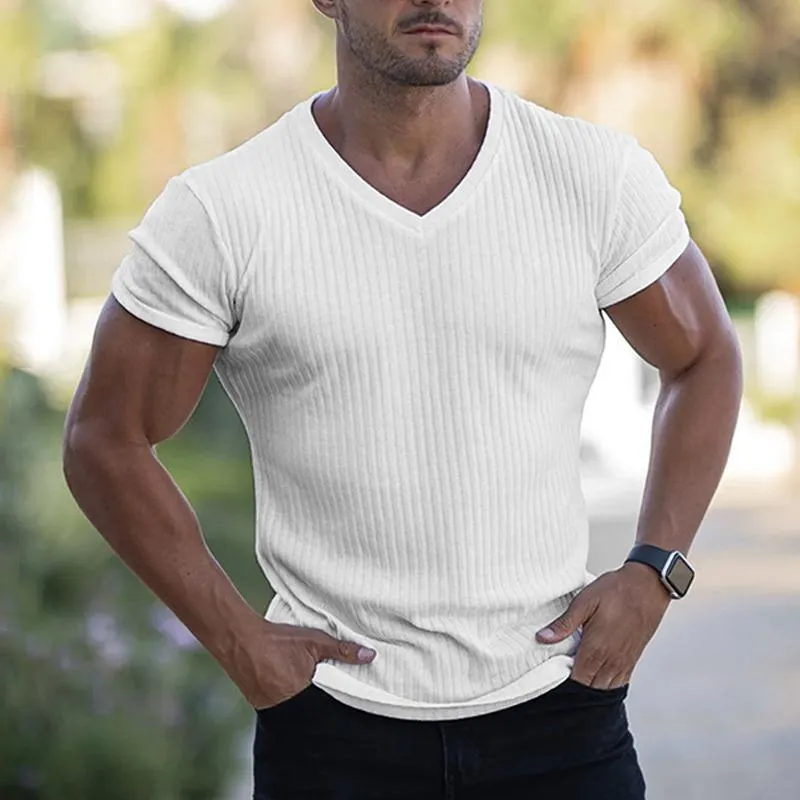 T-shirt rayé col en V vintage