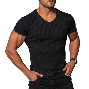 T-shirt rayé col en V vintage