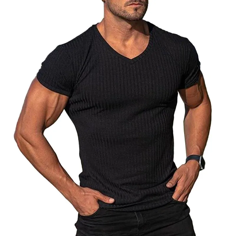 T-shirt rayé col en V vintage