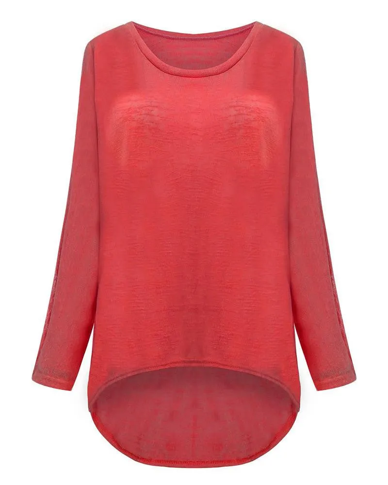 T-shirt Women O neck Long Batwing Sleeve Loose Tee Shirts Female Casual Solid Plus Size S-3XL Top