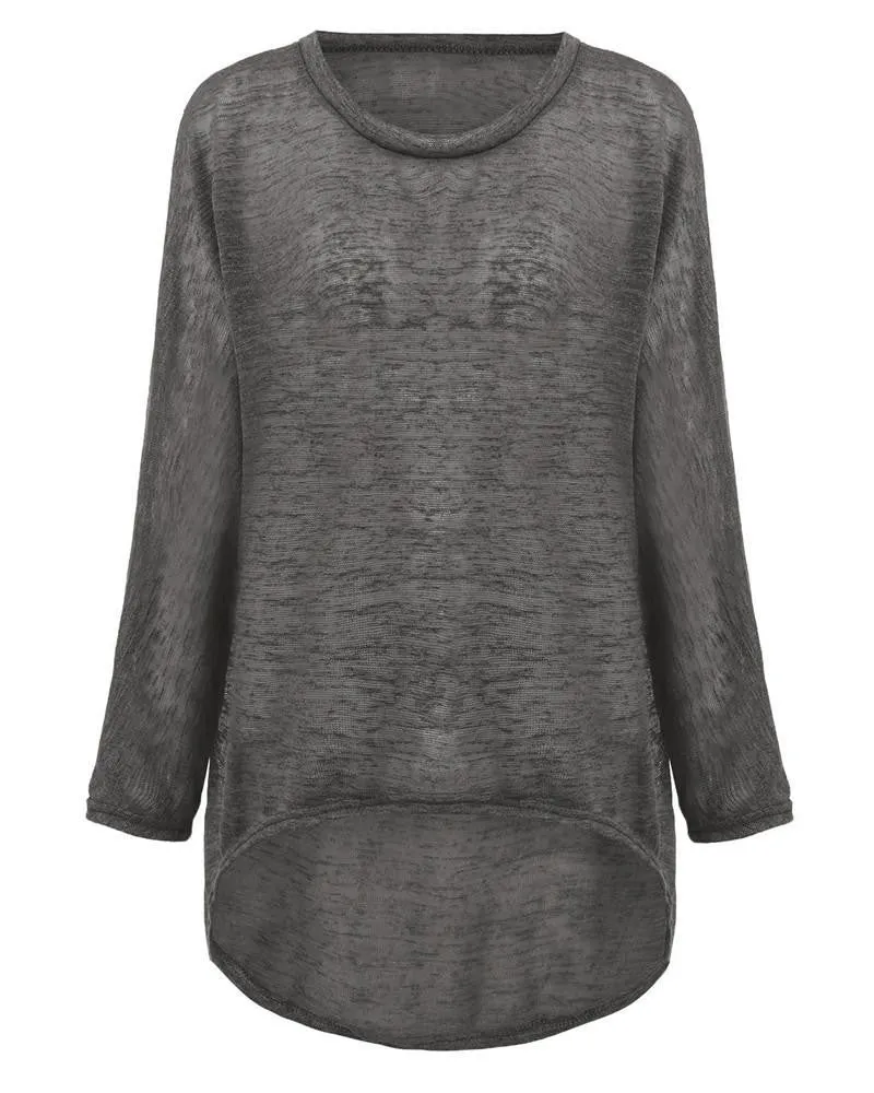 T-shirt Women O neck Long Batwing Sleeve Loose Tee Shirts Female Casual Solid Plus Size S-3XL Top