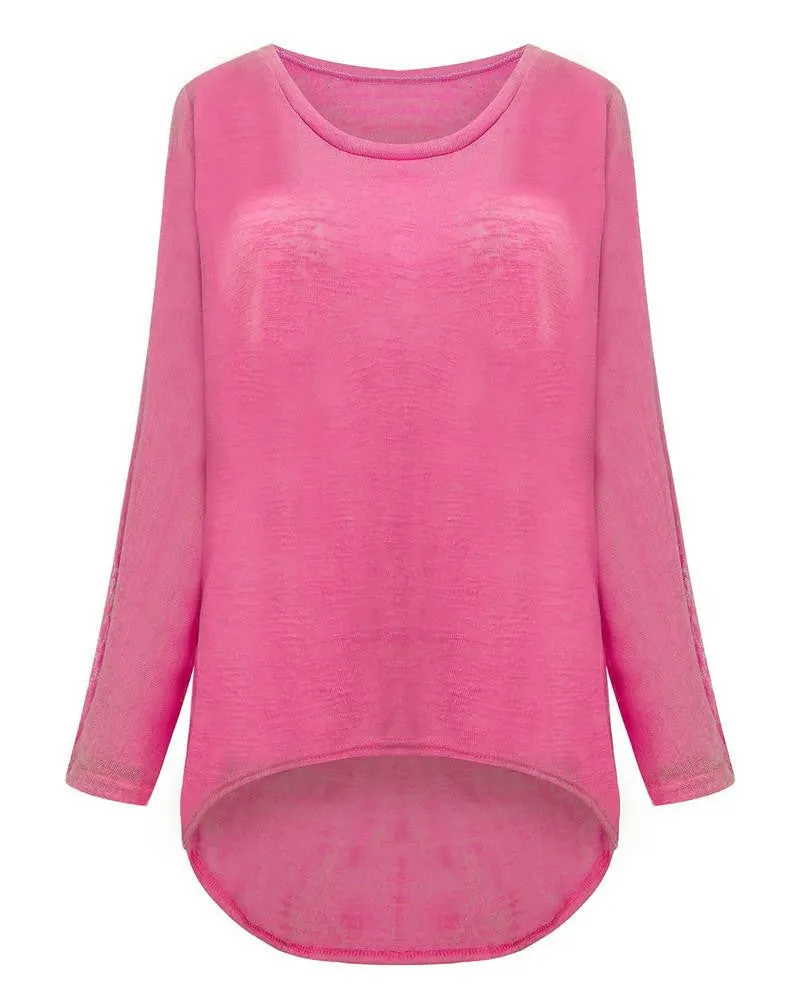 T-shirt Women O neck Long Batwing Sleeve Loose Tee Shirts Female Casual Solid Plus Size S-3XL Top