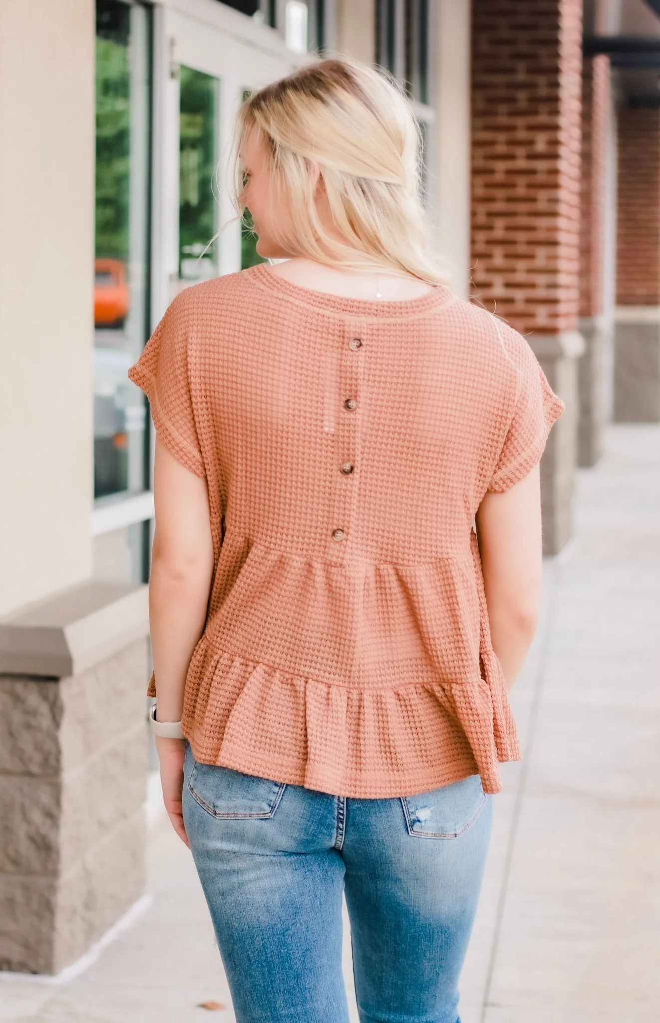 Take It Easy Camel Waffle Top