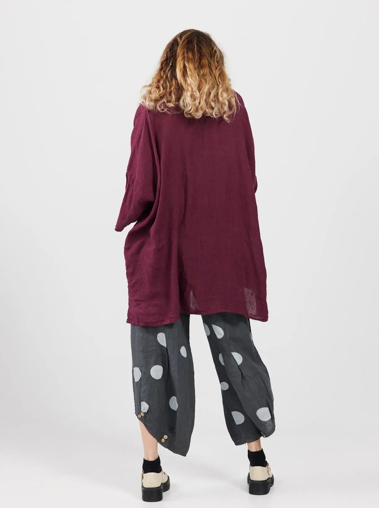 Teddie Linen shirt. Wine