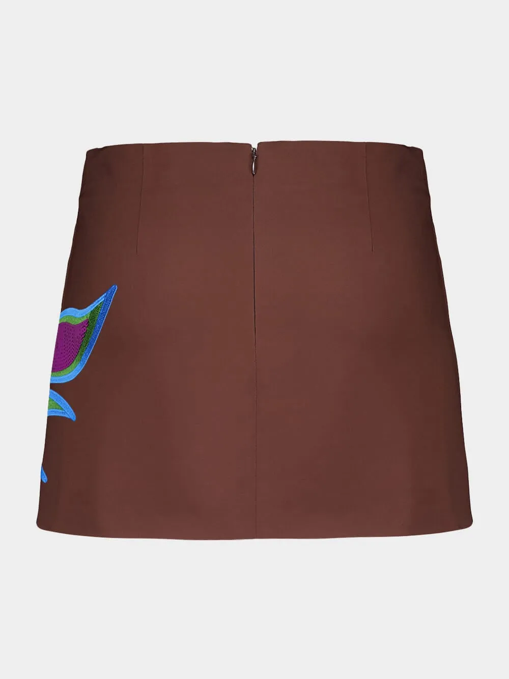 Teresa Coffee Bean Embroidered Mini Skirt