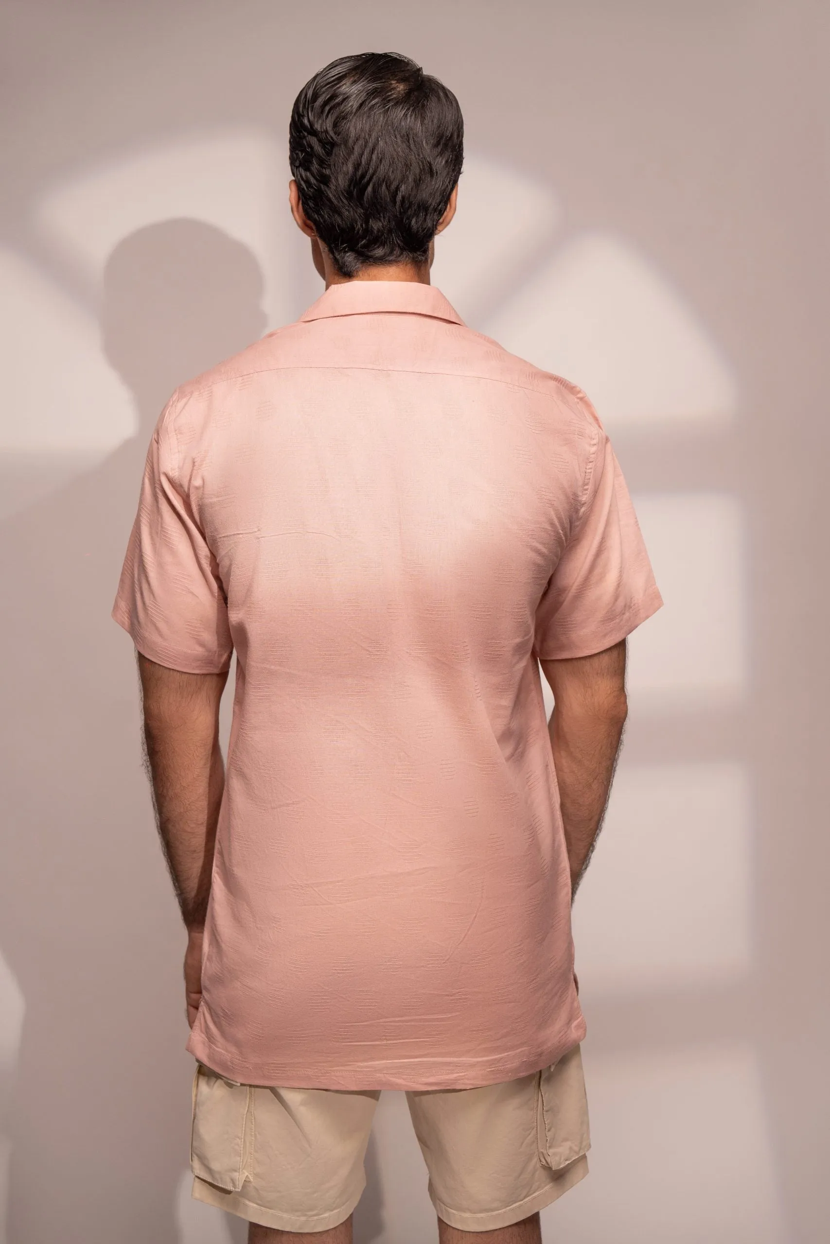 Textured Cuban Shirt ( Pink )