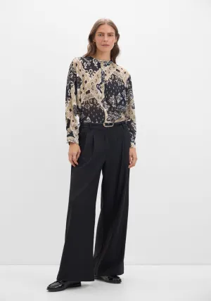 Textured Fabric Printed Blouse - White Print