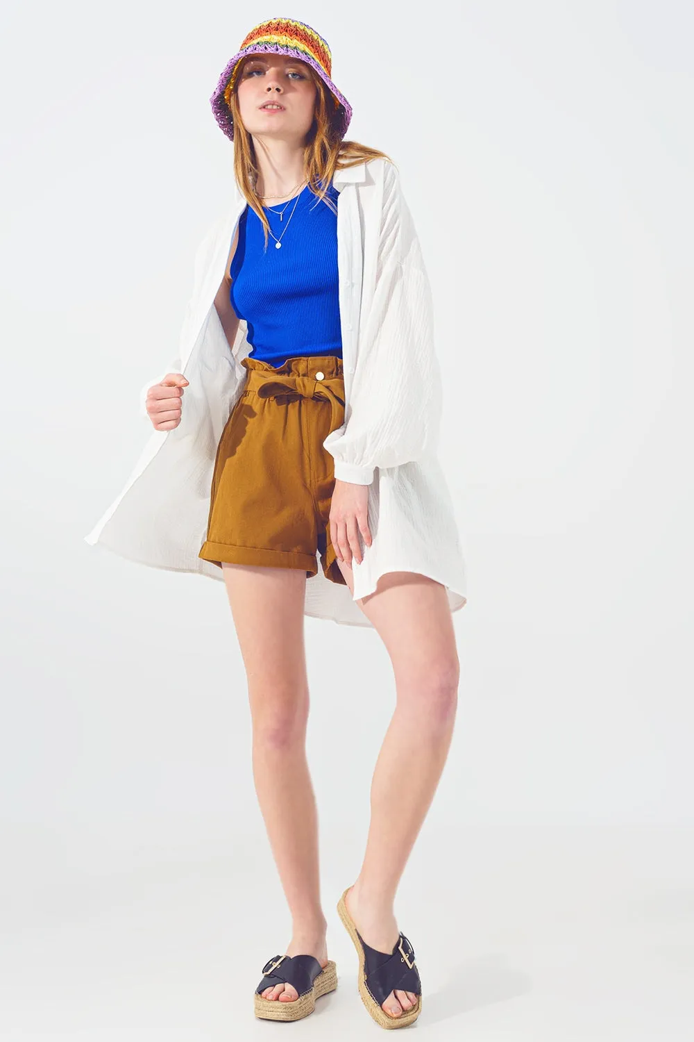 Textured Loose Shirt in White